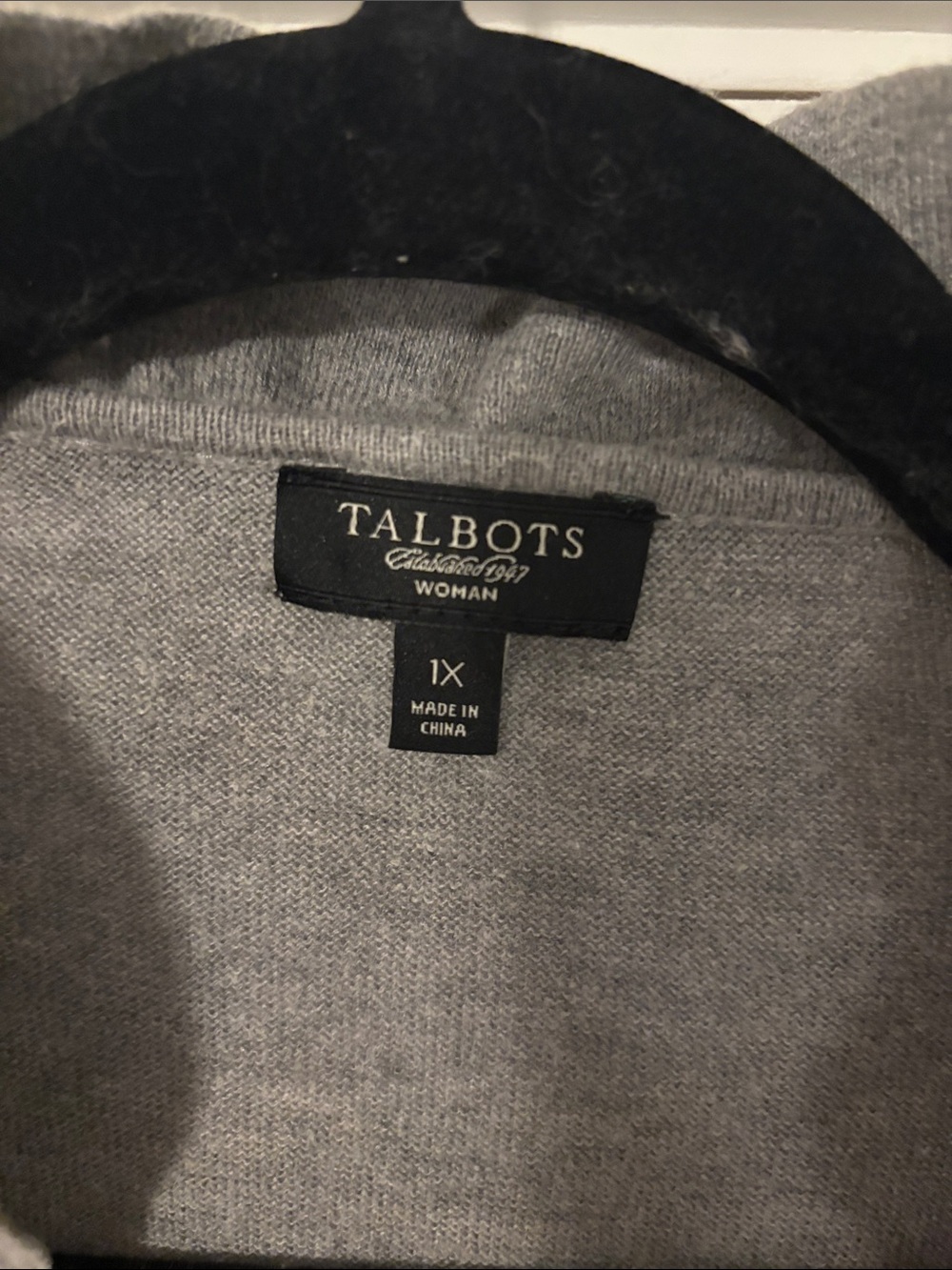 Talbots Light Gray Ruffle-Trim Open Front Cardigan - Picture 2 of 3